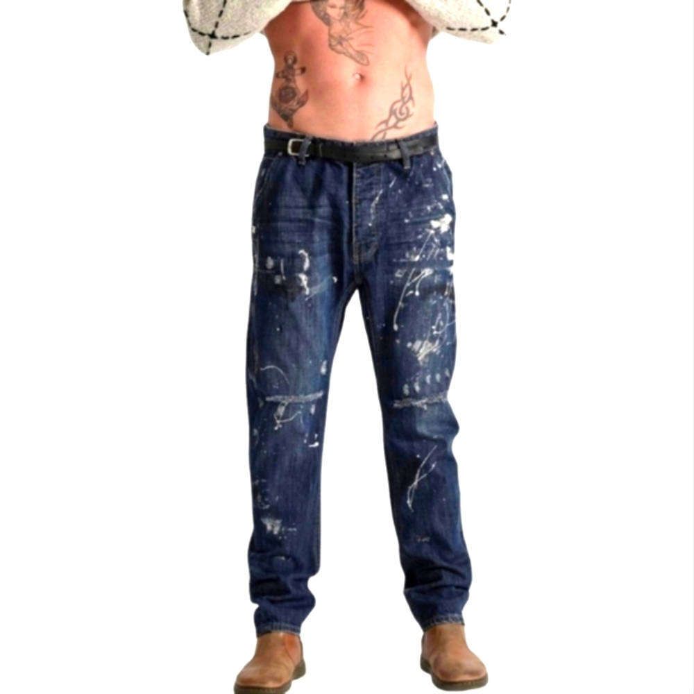 Man X One Teaspoon Mr Golds Denim Jeans Men Cowboy Low Slung Distressed 30R NWT